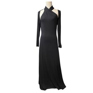 Fourteenth Place Criss Cross Neckline Long Dress Long Sleeve Size S/P Black